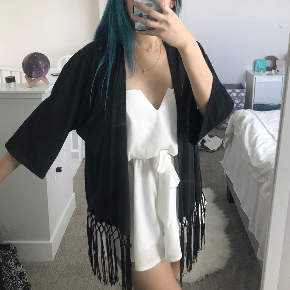 Black Soft Cardigan with Tassels